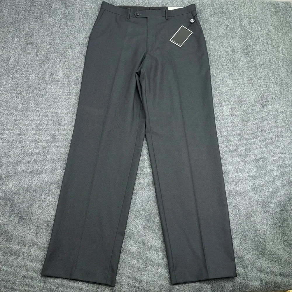Sean John Dress Pants Mens 34x32 (Fits 34x33) Grey Flat Front Trousers